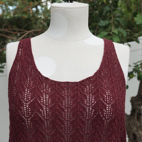 Burgundy Crop Fringed Boho-style Top - Picture 2 of 6